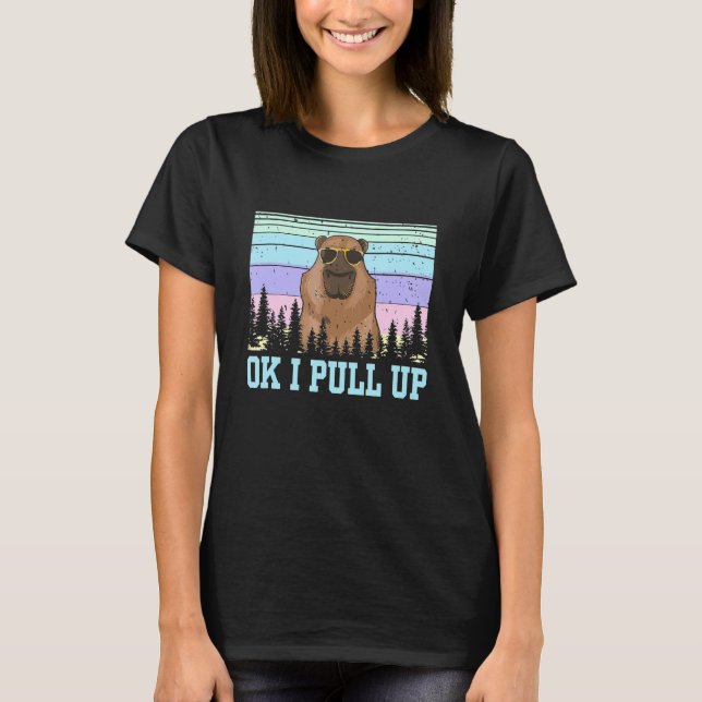 Camiseta Ok, Vou Puxar Os Óculos Da Capybara Dank Meme (Frente)