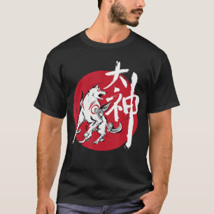 Camiseta Okami Amaterasu Deus Sol Lobohe Grande Onda Vídeo