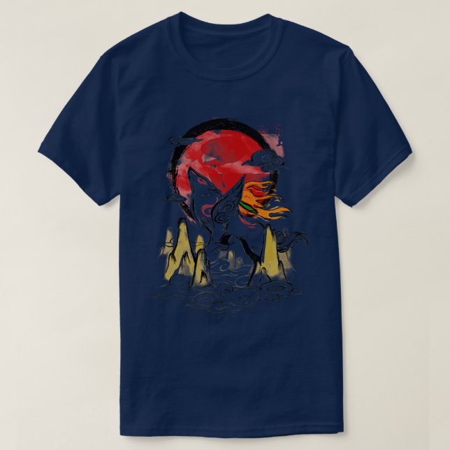 Camiseta Okami Japonês Ink Beauily Spirit Wolf Gam (Frente do Design)