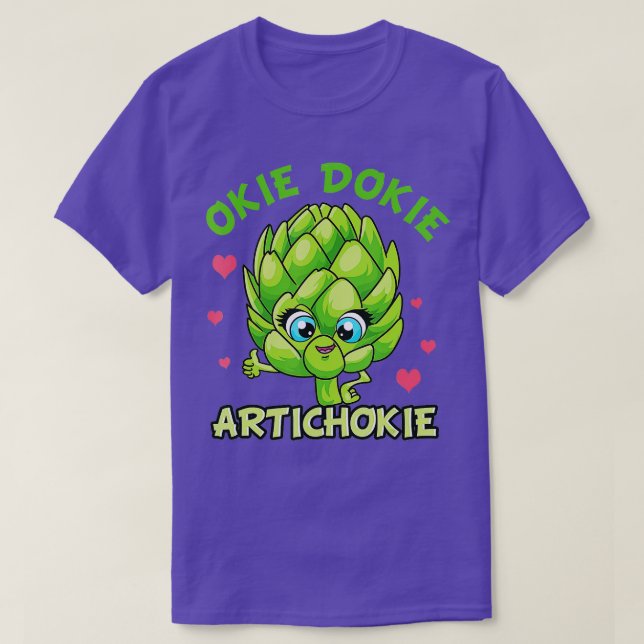 Camiseta Okie Dokie Artichokie Cute Artichoke Green Comida  (Frente do Design)