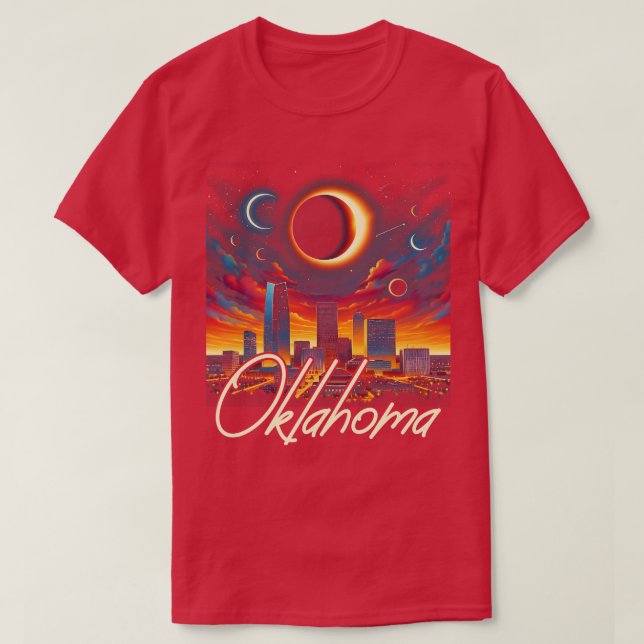 Camiseta Oklahoma Solar Eclipse 2024 Starry Night Solar Ecl (Frente do Design)