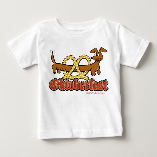 Camiseta Oktoberfest Dachshund e Pretzel (Frente)