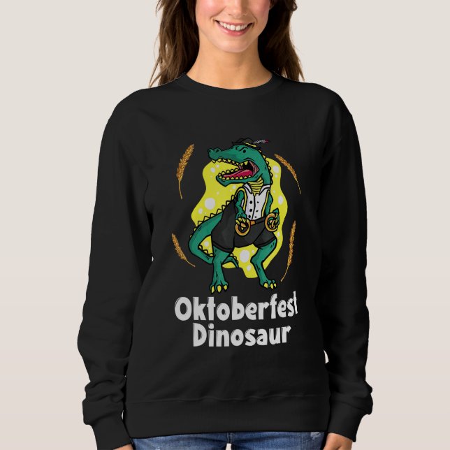 Camiseta Oktoberfest Dinosaur Lederhosen Costume Bavariano (Frente)