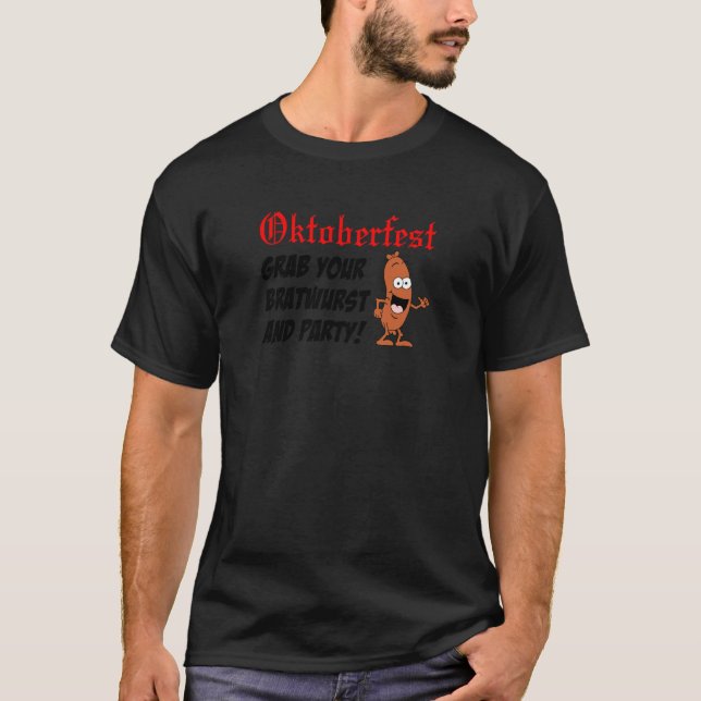 Camiseta Oktoberfest Pegue Sua Bratwurst e Festeje (Frente)