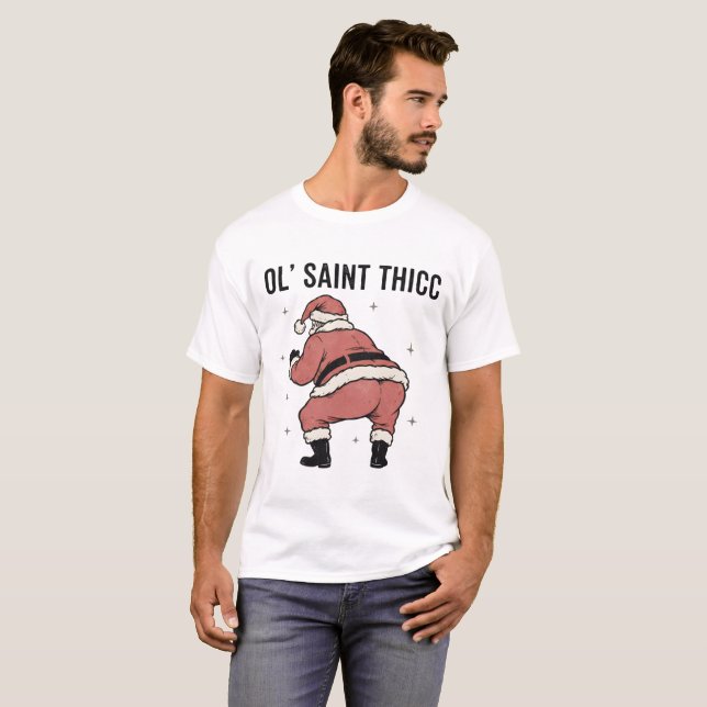 Camiseta Ol’ Saint Thicc Retro Funny Santa Christmas (Frente Completa)