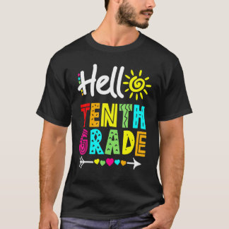 Camiseta Olá, 10.º Ano de Diversão de Volta a Professora da