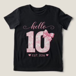 Camiseta Olá 10 Aniversário | Rosa Olá 10 Ano Personalizado