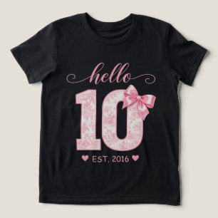 Camiseta Olá 10 Aniversário Rosa Olá 10 Ano Personalizado