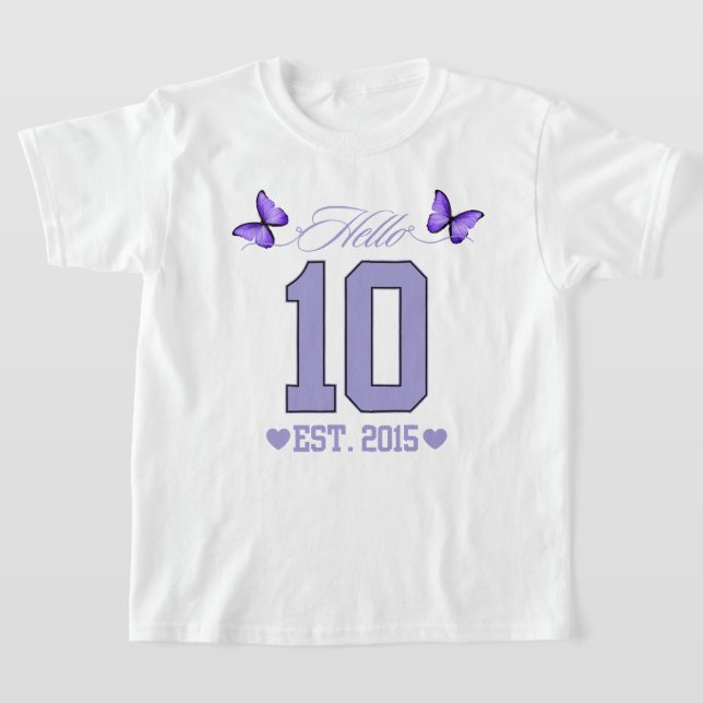 Camiseta Olá, 10 Dígitos, Coquete 10, Garota de Aniversário (Postura )