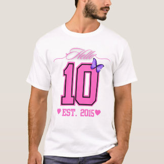 Camiseta Olá, 10 Dígitos, Coquete 10, Garota de Aniversário
