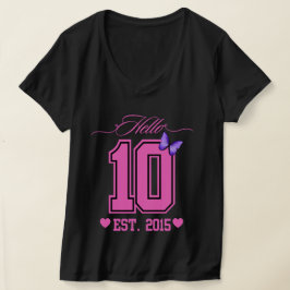 Camiseta Olá, 10 Dígitos, Coquete 10, Garota de Aniversário