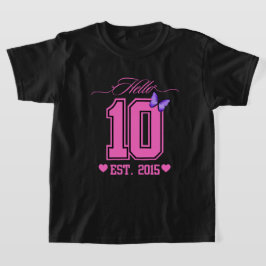 Camiseta Olá, 10 Dígitos, Coquete 10, Garota de Aniversário