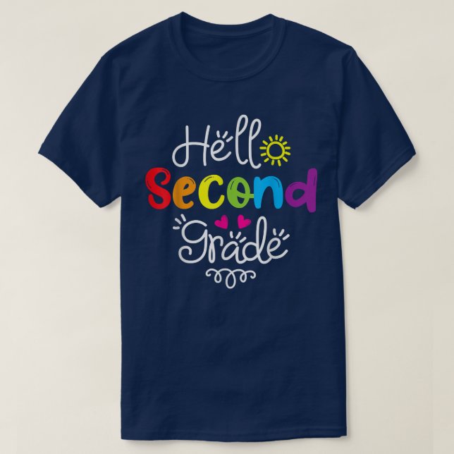 Camiseta Olá, 2º ano de diversão, segundo de volta à Escola (Frente do Design)