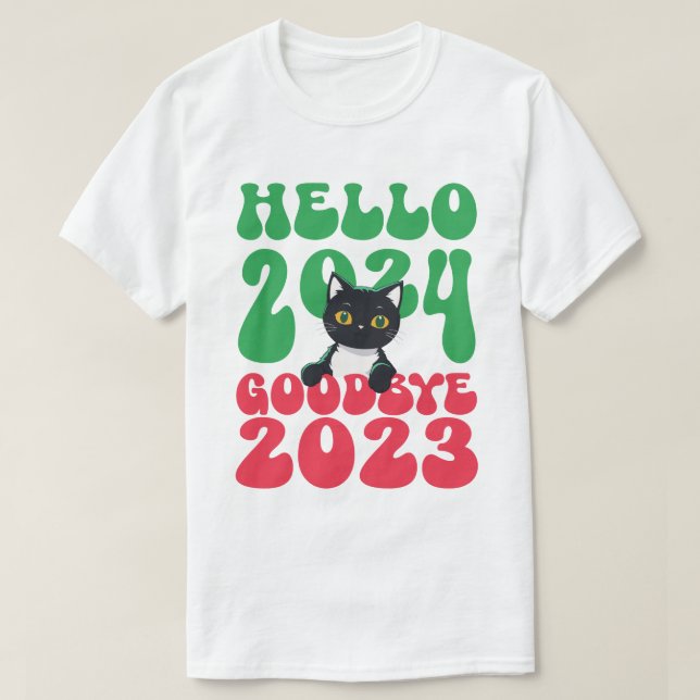 Camiseta Olá 2024 Adeus 2023 (Frente do Design)