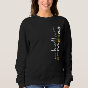 Camiseta Olá 2025 Feliz Ano Novo da Tipografia Mulheres Clá
