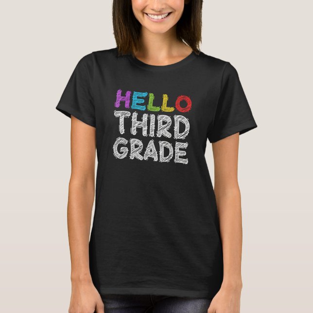 Camiseta Olá, 3º ano do 3º ano, de volta à escola (Frente)