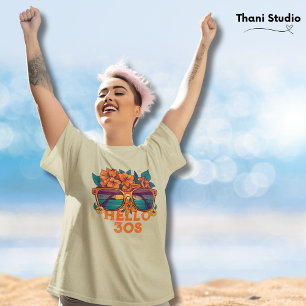 Camiseta Olá, 30s Tropical Vintage Retro Summer Birthday