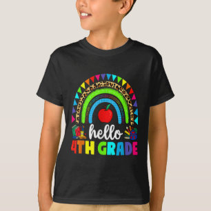 Camiseta Olá 4ª Série Arco-Íris Volta às Aulas Primeiro Dia