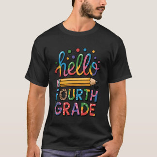 Camiseta Olá 4ª Série Lápis de Leopardo Divertido Volta às 