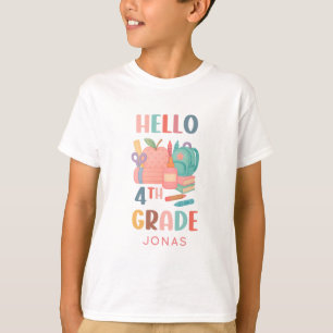 Camiseta Olá, 4º ano de volta às crianças da escola