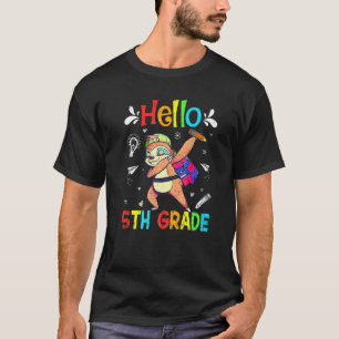 Camiseta Olá 5º ano Sloth Dabbing De Volta à Escola Primeir