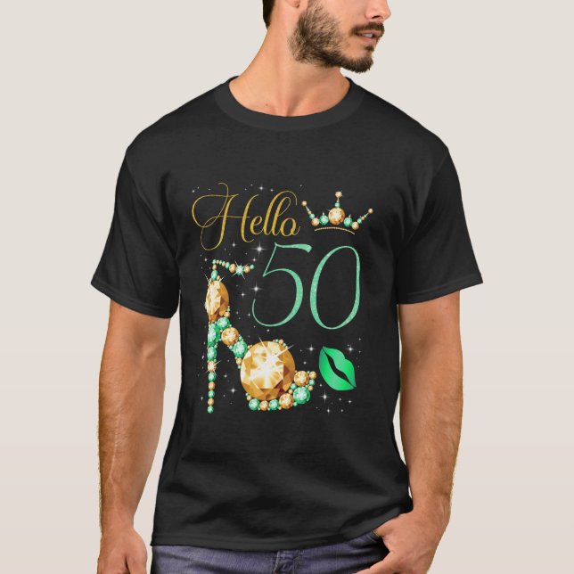 Camiseta Olá, 50 anos, 50 anos, festa de aniversário da Rai (Frente)