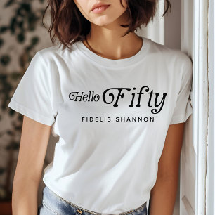 Camiseta Olá 50 Retro 50ª Festa de aniversário