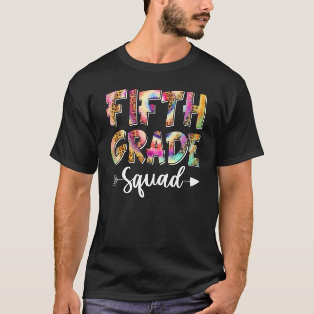 Camiseta Olá, 5 Grau Esquadrão Tie Dye Leopard De Volta A S (Frente)