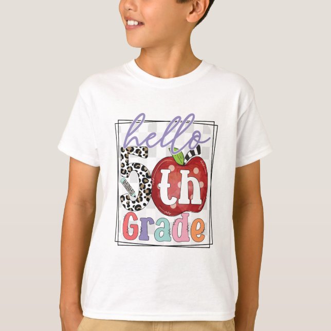 Camiseta Olá, 5, Menino ou Rapariga (Frente)