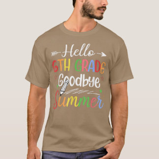 Camiseta Olá, 6, Tchau, Verão De Volta Às Crianças Da Escol