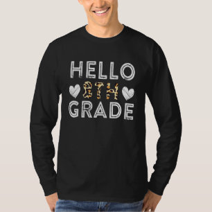Camiseta Olá 8º ano de volta à escola 1rua dia Leopard Tea