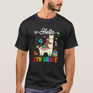 Camiseta Olá 8º ano feliz primeiro dia de aula Lhama Sl