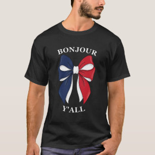 Camiseta Olá a todos Bandeira Francesa Laço Coquete Estétic