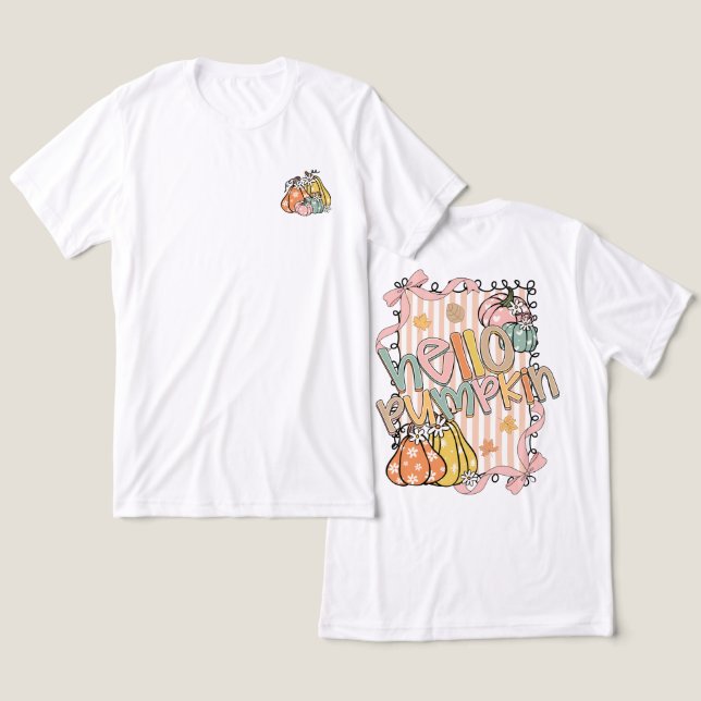 Camiseta Olá Abóbora Estação de Outono (Design Frente e Verso)