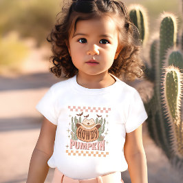 Camiseta Olá Abóbora Halloween Retro Ocidental Rosa