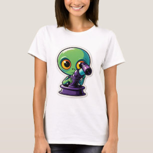 Camiseta Olá...? Alguém Aí? – Adesivo de Alien Procurando