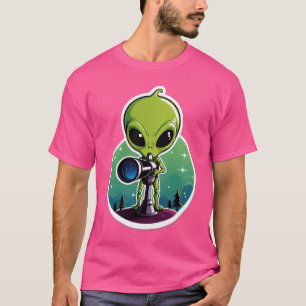 Camiseta Olá...? Alguém aí? – Adesivo de Alien Procurando