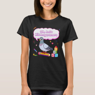 Camiseta Olá, alunos do jardim de infância, pombo fofo, chá
