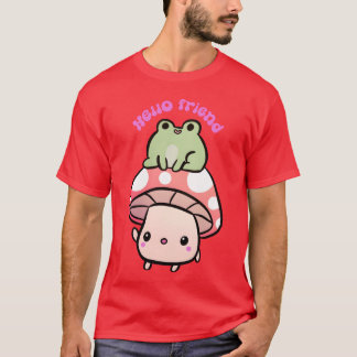 Camiseta Olá Amigo Um Cogumelo Fofo E Amigos Sapos