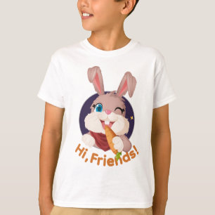 Camiseta Olá Amigos Me Pegue Se Você Puder Coelhinhos Fofos