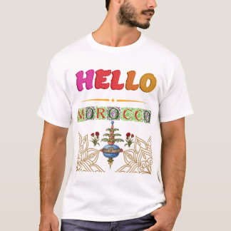 Camiseta Olá Arte de Design de Decoração Colorida Marroquin