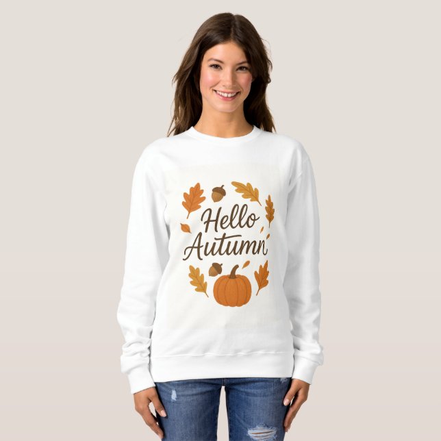 Camiseta Olá Autumn Cozy Fall Sweet | Pumpkin e Le (Frente Completa)