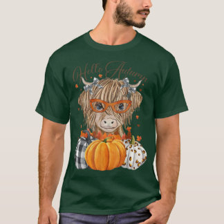 Camiseta Olá Autumn Fall Highland Cow Pumpkins Obrigados