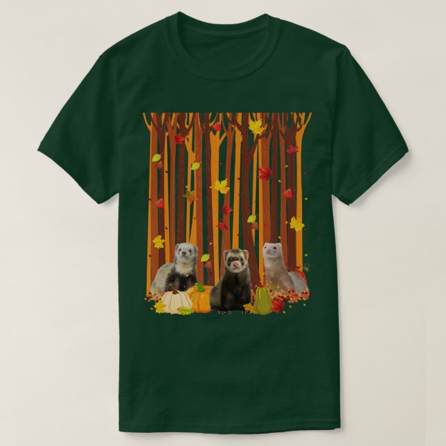 Camiseta Olá Autumn Ferret Maple Leaf Fall Pumpkin Mens W (Frente do Design)