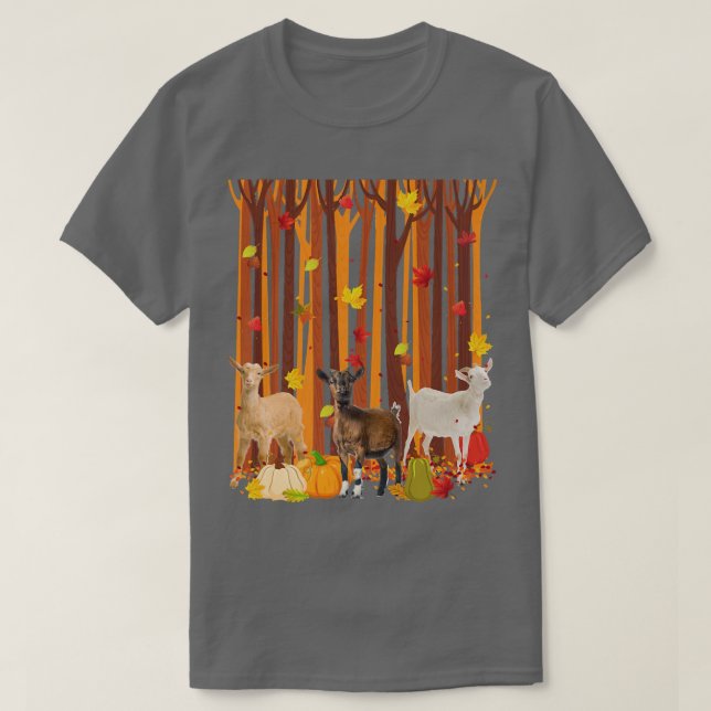 Camiseta Olá Autumn Goat Maple Leaf Fall Pumpkin Mens Wom (Frente do Design)