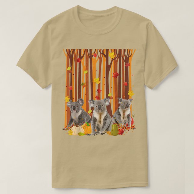 Camiseta Olá Autumn Koala Maple Leaf Fall Pumpkin Mens Wo (Frente do Design)