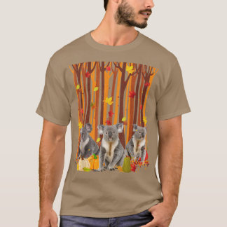 Camiseta Olá Autumn Koala Maple Leaf Fall Pumpkin Mens Wo