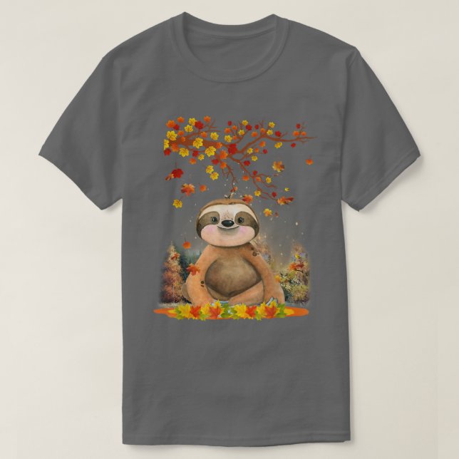 Camiseta Olá Autumn Maple Sloth Leaf Fall Cute Sloths Lov (Frente do Design)