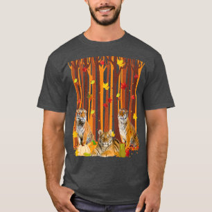 Camiseta Olá Autumn Tiger Maple Leaf Fall Pumpkin Mens Wo
