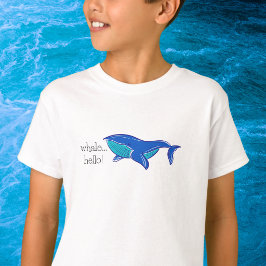 Camiseta Olá Baleia / Baleia Azul Adorável Costeira